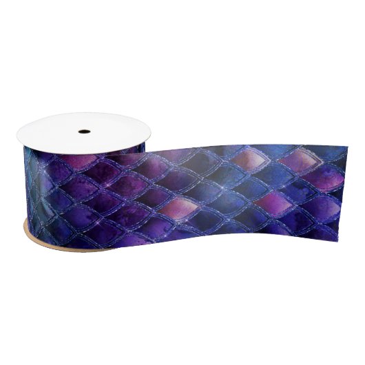 Shimmering Purple Ombre & Glitter Dragon Scales Satinband (Spule)