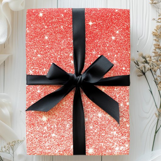 Shimmering Red Ombre Glitzer Geschenkpapier