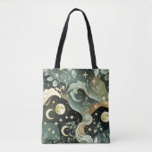 Shimmering Sage Green Celestial Moon Accessory Tasche (Vorderseite)