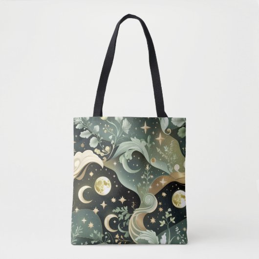 Shimmering Sage Green Celestial Moon Accessory Tasche (Vorderseite)