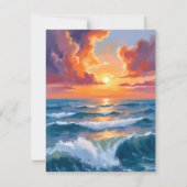 Shimmering Sea Sunset Ocean Watercolor Paint Card (Vorderseite)
