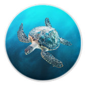Shimmering Turquoise Sea Turtle | Coastal Keramikknauf (Vorderseite)