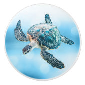 Shimmering Turquoise Sea Turtle | Coastal Keramikknauf (Vorderseite)