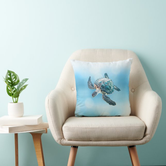 Shimmering Turquoise Sea Turtle | Coastal Kissen (Stuhl )