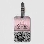 Shimmerpink Blush Monogram Leopard Gepäckanhänger (Vorderseite Vertikal)