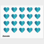 Shimmery Aquamarin mit Glitzer Initials Niedlich V Herz-Aufkleber (Blatt)