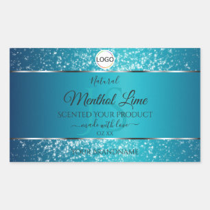 Shimmery Aquamarine Logoinitials Glitzer Produktma Rechteckiger Aufkleber