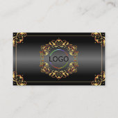 Shimmery Black Gold Decoder Logo Foto und QR Code Visitenkarte (Vorderseite)