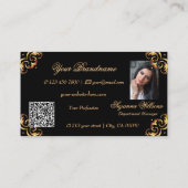 Shimmery Black Gold Decoder Logo Foto und QR Code Visitenkarte (Rückseite)