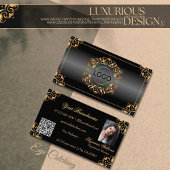 Shimmery Black Gold Decoder Logo Foto und QR Code Visitenkarte