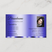 Shimmery Blue Glamour mit Logo und Foto Visitenkarte (Rückseite)