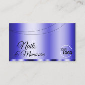 Shimmery Blue Glamour mit Logo und Foto Visitenkarte (Vorderseite)