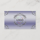Shimmery Blue Silver Decoder Logo Foto und QR Code Visitenkarte (Vorderseite)