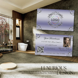 Shimmery Blue Silver Decoder Logo Foto und QR Code Visitenkarte