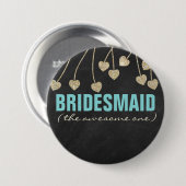 Shimmery Chic Bridesmaid Button Button (blau) (Vorne & Hinten)
