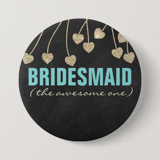Shimmery Chic Bridesmaid Button Button (blau) (Vorderseite)