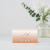 Shimmery Coral Ombre Sparkling Diamonds Monogram Visitenkarte (Stehend Vorderseite)