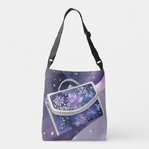 Shimmery Cosmic Lila AI Art Tragetaschen Mit Langen Trägern