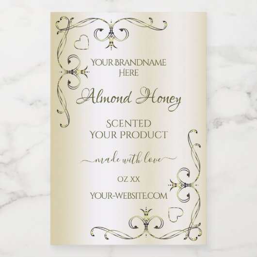 Shimmery Cream Product Labels Verziert Decoder Eck Lebensmitteletikett (Einzelnes Label)