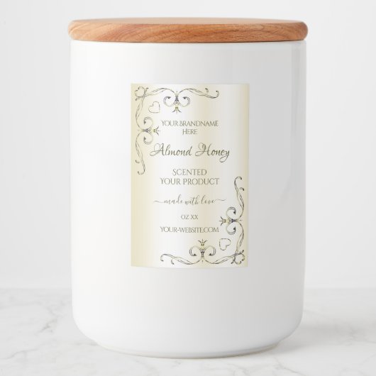 Shimmery Cream Product Labels Verziert Decoder Eck Lebensmitteletikett (Vorderseite)