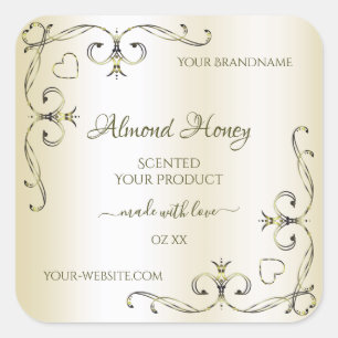 Shimmery Cream Product Labels Verziert Decoder Eck Quadratischer Aufkleber