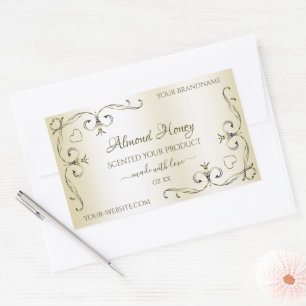 Shimmery Cream Product Labels Verziert Decoder Eck Rechteckiger Aufkleber