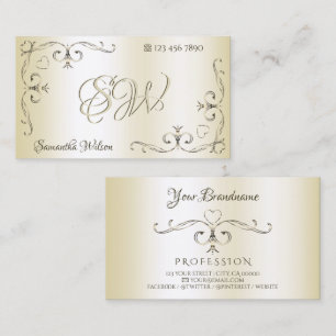 Shimmery Cream Verziert Corners Initials Ornamenta Visitenkarte