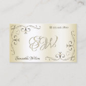 Shimmery Cream Verziert Corners Initials Ornamenta Visitenkarte (Vorderseite)