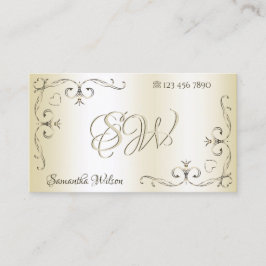 Shimmery Cream Verziert Corners Initials Ornamenta Visitenkarte
