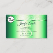 Shimmery Emerald Green Glitzer Spark Monogram Logo Visitenkarte (Rückseite)
