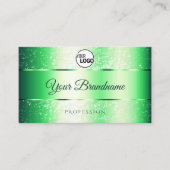 Shimmery Emerald Green Glitzer Spark Monogram Logo Visitenkarte (Vorderseite)