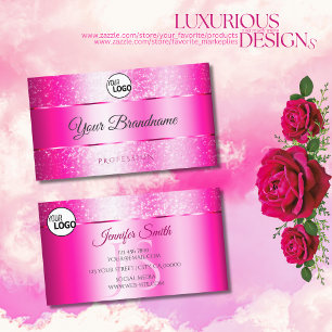 Shimmery Girly Pink Funkelnd Glitzer Logo-Initiale Visitenkarte
