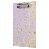 Shimmery Glittery Gold Stars auf dem Lavendel Note Klemmbrett (Links)