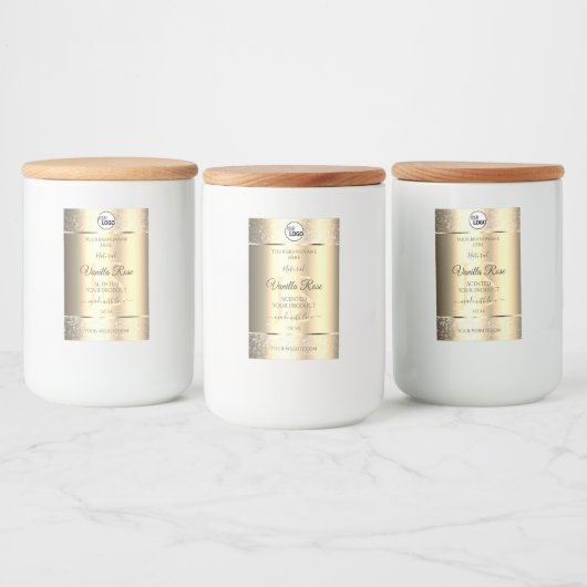 Shimmery Gold Glitzer Initials Product Labels Logo Lebensmitteletikett (Flaschen)