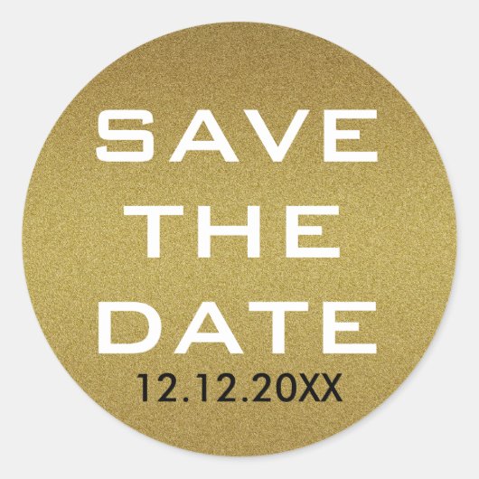 Shimmery Gold Glitzer Save the Date Runder Aufkleber (Vorderseite)