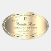 Shimmery Gold Soft Glitzer Initials Product Labels Ovaler Aufkleber (Vorderseite)