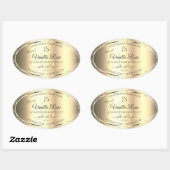 Shimmery Gold Soft Glitzer Initials Product Labels Ovaler Aufkleber (Blatt)