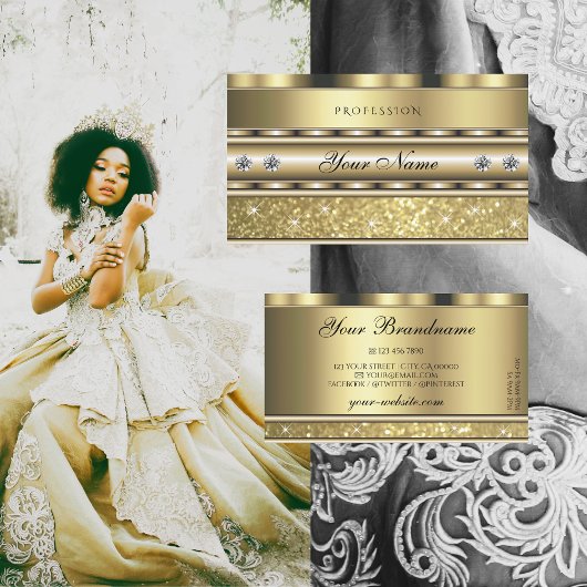 Shimmery Gold Sparkling Glitzer Diamonds Luxuriös Visitenkarte