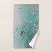 Shimmery Gold Stars auf Aquamarin Badhandtuch Set (Handtuch)