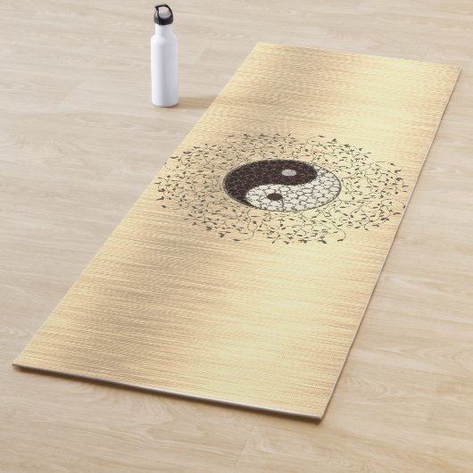 Shimmery Gold Yin Yang Leafy Wreath Yogamatte (Beispiel)