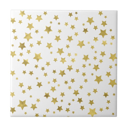 Shimmery Goldstars Golden Star Pattern Fliese (Vorderseite)