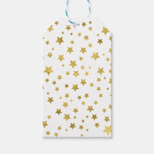 Shimmery Goldstars Golden Star Pattern Geschenkanhänger (Vorderseite)