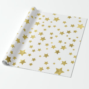 Shimmery Goldstars Golden Star Pattern Geschenkpapier