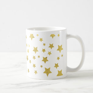 Shimmery Goldstars Golden Star Pattern Kaffeetasse
