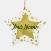 Shimmery Goldstars Golden Star Pattern Keramik Ornament (Vorne)