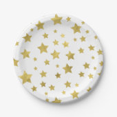 Shimmery Goldstars Golden Star Pattern Pappteller (Vorderseite)