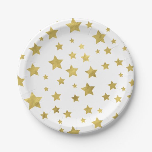 Shimmery Goldstars Golden Star Pattern Pappteller (Vorderseite)