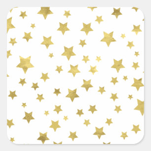 Shimmery Goldstars Golden Star Pattern Quadratischer Aufkleber