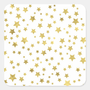 Shimmery Goldstars Golden Star Pattern Quadratischer Aufkleber
