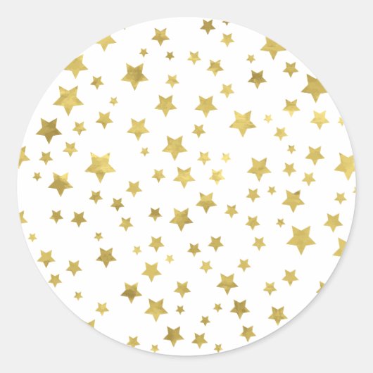 Shimmery Goldstars Golden Star Pattern Runder Aufkleber (Vorderseite)